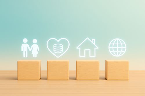 Foto: Icons zu Personen, Herz, Haus und Globus